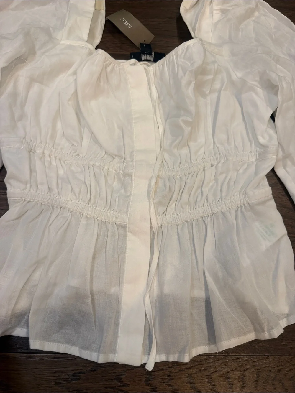 J. Crew White Puff Sleeve Square Neck Blouse Long Sleeve Size 8 NWT - C61-083